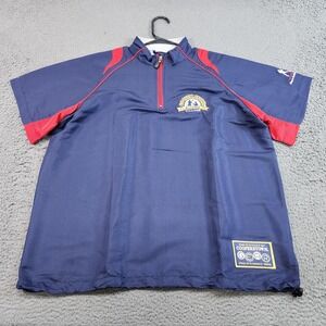 Cooperstown Jersey Shirt Mens Medium Blue Red 1/4 Zip All Star Village Baseball